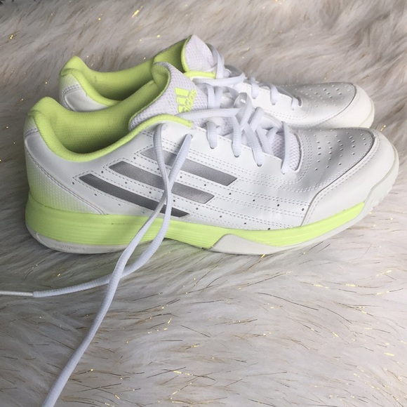white and lime green adidas